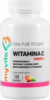 Vitamin C FORTE + extrakt z šípků a citrusové bioflavonoidy 100g MYVITA